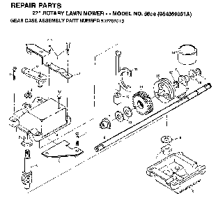 Gear Case Diagram and Parts List for 56CS (954069001A, 532702510)(1994-07) Husqvarna Lawn Mower