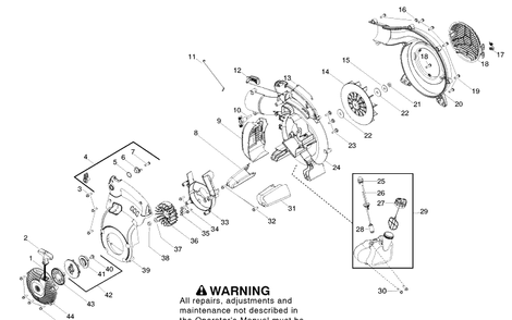 Starter Diagram and Parts List for 125B 2010-01 Husqvarna Leaf Blower / Vacuum