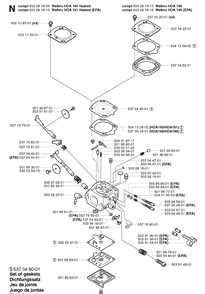 Carburetor Details Diagram and Parts List for 359 20031400001-20041800000 Husqvarna Chainsaw