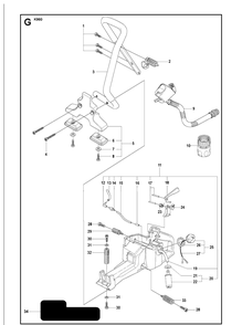 Fuel Tank And Handle Diagram and Parts List for KV960 2008-12 Husqvarna Lawn Tractor Accessories