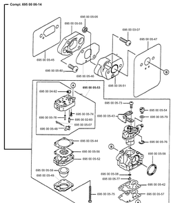 Carburetor Diagram and Parts List for 155BT (WR07-8-98)(1998-10) Husqvarna Leaf Blower / Vacuum