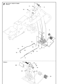 Pedals Diagram and Parts List for RIDER175AWD (965105001)(2008-06) Husqvarna Lawn Mower