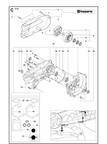 Crankcase 2 Diagram and Parts List for K750 2009-07 Husqvarna Lawn Tractor Accessories