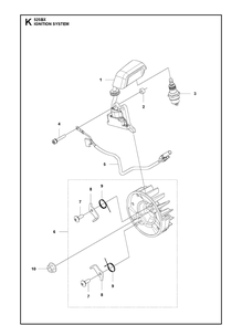 Ignition System Diagram and Parts List for 525BX  Husqvarna Leaf Blower / Vacuum