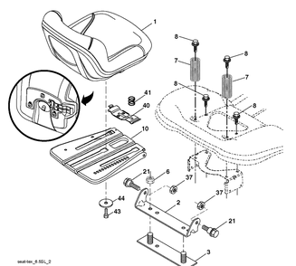 Seat Diagram and Parts List for YTH2042-250180 2012-01 Husqvarna Lawn Tractor