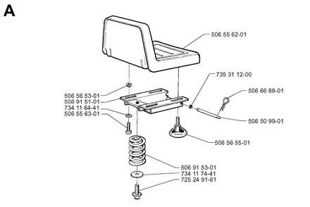 Seat Diagram and Parts List for R11BIO 1999-04 Husqvarna Lawn Tractor