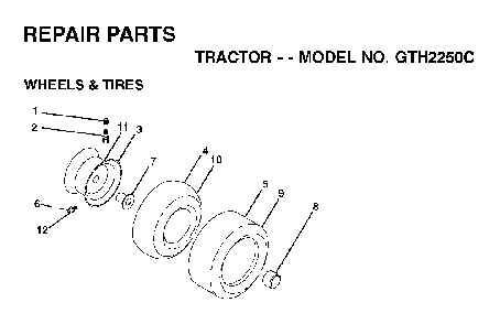Wheels And Tires Diagram and Parts List for GTH2250C (954567093)(2001-05) Husqvarna Lawn Tractor