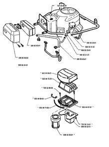 Engine Cover And Air Filter/Carburetor Diagram and Parts List for R1000 1995-03 Husqvarna Lawn Tractor