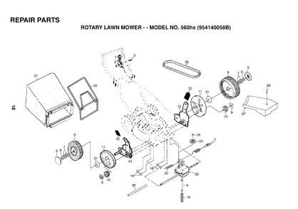 Repair Parts Diagram and Parts List for 560HS (954140058B)(1998-10) Husqvarna Lawn Mower