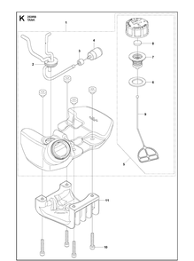 Fuel Tank Diagram and Parts List for 253RB 20101000001-20182200000 Husqvarna Brush Cutter