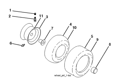 Wheels And Tires Diagram and Parts List for YTH21K46 (96045002900)(2010 - 11) Husqvarna Lawn Tractor