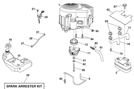 Engine Diagram and Parts List for YTH2348 (917289571)(2010-04) Husqvarna Lawn Mower