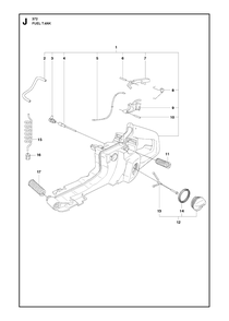Fuel Tank Diagram and Parts List for 372XP-XPG 20111800001 & Above Husqvarna Chainsaw