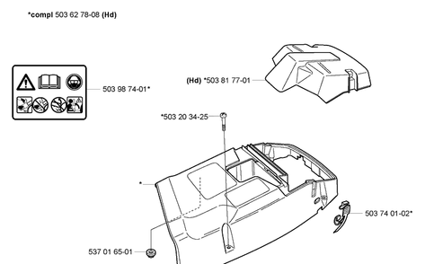 Top Cover Diagram and Parts List for 372XPW 2007-01 Husqvarna Chainsaw