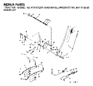 Mower Lift / Deck Lift Diagram and Parts List for YTH1542XP (HAU15H42L, 954170225)(2005-05) Husqvarna Lawn Tractor