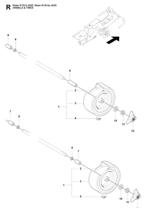 Wheels And Tires Diagram and Parts List for RIDER15V2AWD (965200901)(2009-04) Husqvarna Lawn Mower