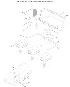 48 Inch/52 Inch/61 Inch Bag Diagram and Parts List for EZ-MZ 2008-01 Husqvarna Lawn Tractor Accessories