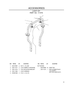 Headlights Diagram and Parts List for IZ5223 (968999707)(2007-09) Husqvarna Lawn Mower