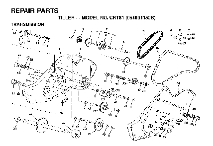 Transmission Diagram and Parts List for CRT81 (954001152B)(1995-12) Husqvarna Tiller