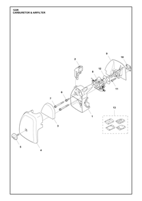 Carburetor And Air Filter Diagram and Parts List for 122R  Husqvarna Brush Cutter