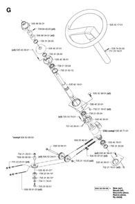 Steering Diagram and Parts List for PF21AWD (953536501)(2005-04) Husqvarna Lawn Tractor
