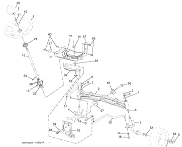Steering Assembly Diagram and Parts List for YTH20K46 (917289541)(2010-01) Husqvarna Lawn Mower