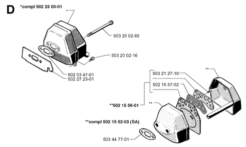 Muffler Diagram and Parts List for 250RX 19973100001 & Above Husqvarna Trimmer