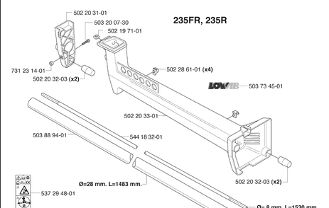 Drive Tube / Shaft Diagram and Parts List for 235FR 2009-06 Husqvarna Brush Cutter