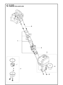 Carburettor And Air Filter Diagram and Parts List for 970505201 2021-01 Husqvarna Engine