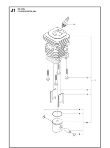 Cylinder Piston 2 Diagram and Parts List for 235E 20101400001-20144000000 Husqvarna Chainsaw