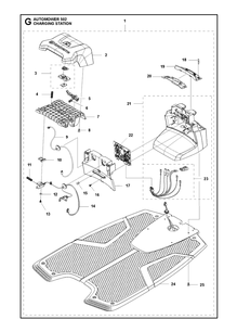 Charging Station Diagram and Parts List for 502 2021-01 Husqvarna Lawn Mower