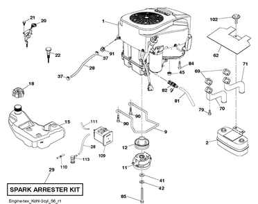 Engine Diagram and Parts List for LGT2654 (96045005000)(2013-09) Husqvarna Lawn Tractor