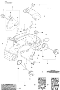 Handle Compl, Fuel Tank Diagram and Parts List for T435 2009-02 Husqvarna Chainsaw
