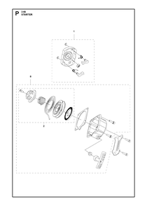 Starter Diagram and Parts List for 131RB 20181300001 & Above Husqvarna Brush Cutter