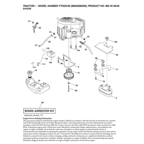 Engine Diagram and Parts List for 96045006200  Husqvarna Lawn Tractor