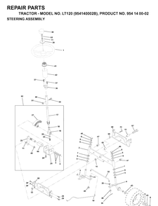 Steering Diagram and Parts List for LT120 (954140002B)(1997-01) Husqvarna Lawn Tractor