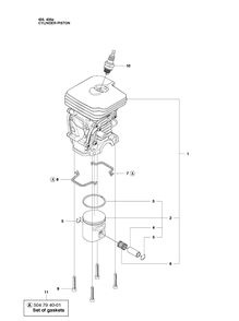 Cylinder Piston 2 Diagram and Parts List for 435 20102300001-20111800000 Husqvarna Chainsaw