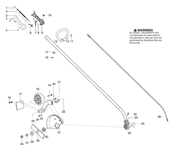 Handle, Shaft And Cutting Head Diagram and Parts List for 125E 2006-01 Husqvarna Edger