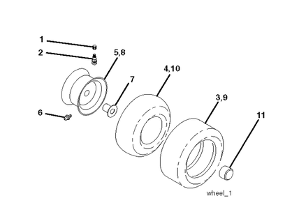 Wheels And Tires Diagram and Parts List for CTH150 (96061018100)(2007-04) Husqvarna Lawn Tractor