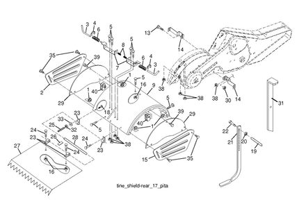 Tine Shield Diagram and Parts List for TR317DE  Husqvarna Tiller