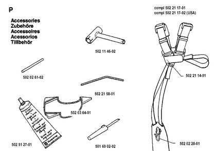 Accessories Diagram and Parts List for 235R 19914800001-19930600000 Husqvarna Brush Cutter