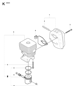 Cylinder Piston Diagram and Parts List for 326ES  Husqvarna Edger