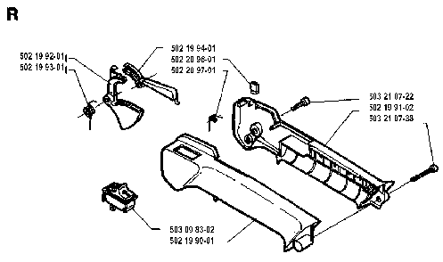 Throttle Controls Diagram and Parts List for 26L 1993-05 Husqvarna Trimmer