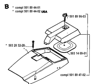 Cover Diagram and Parts List for 3120 19942300001-19960100000 Husqvarna Chainsaw