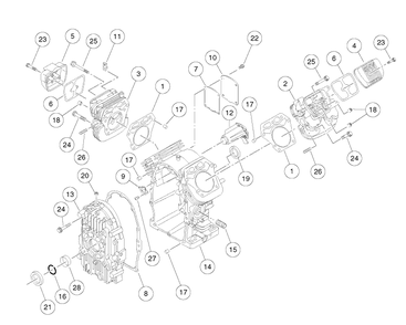 Cylinder Head And Crankcase Diagram and Parts List for HUV4421GXP 2009 Husqvarna Lawn Tractor