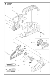 Housing Diagram and Parts List for 522IHDR60  Husqvarna Trimmer