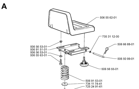 Seat Diagram and Parts List for RIDER970HST 1998-03 Husqvarna Lawn Mower