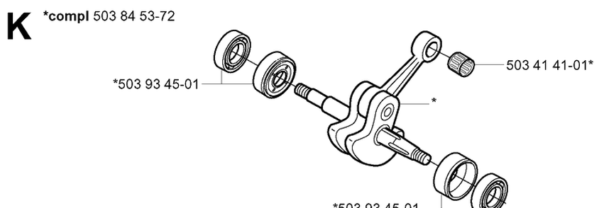 Crankshaft Diagram and Parts List for 338XPT 20031800001-20034400000 Husqvarna Chainsaw