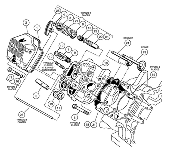 Fe350 Engine - Cylinder Head Diagram and Parts List for HUV4210GXP 2005-06 Husqvarna Lawn Tractor