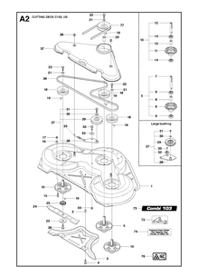 103cm Cutting Deck Diagram and Parts List for R322T AWD Husqvarna Lawn Mower